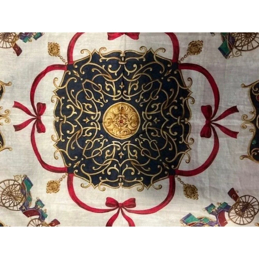 Celine Blue Red & Gold Cotton Handkerchief Scarf